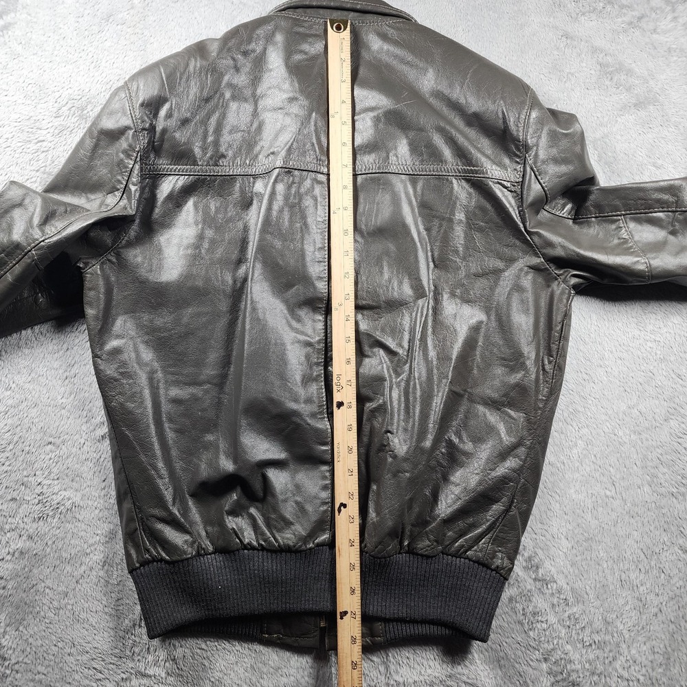 VINTAGE‎ Jean Pierre Leather Bomber Jacket Mens 42 Long Gray Made Argentina 60s - Picture 16 of 16